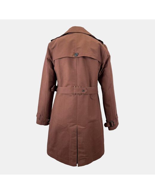 Jack Wills Brown Double Breasted Cotton Water Resistant Mid-Length Trench Coat