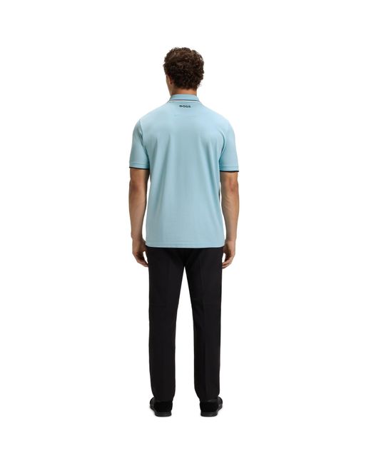 Boss Blue Paddy Pro Premium Cotton Polo Shirt for men