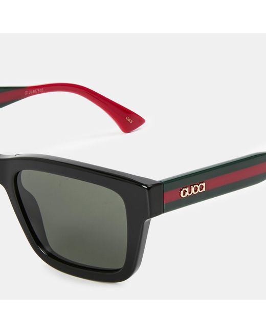 Gucci Gray Rectangular Frame Sunglasses for men