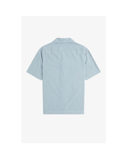 Fred Perry Blue Gingham Short Sleeve Shirt for men