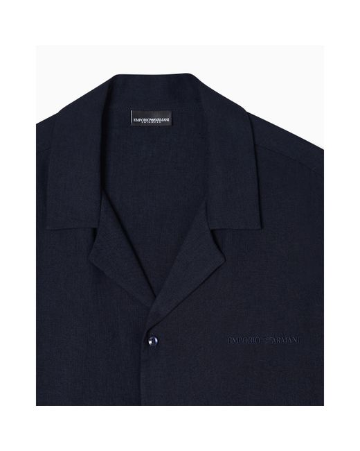 Emporio Armani Blue Short Sleeve Plain Shirt for men