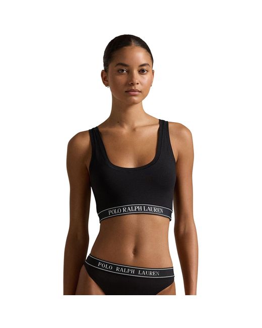 Polo Ralph Lauren Black Cotton Non-Wired Scoop Bralette