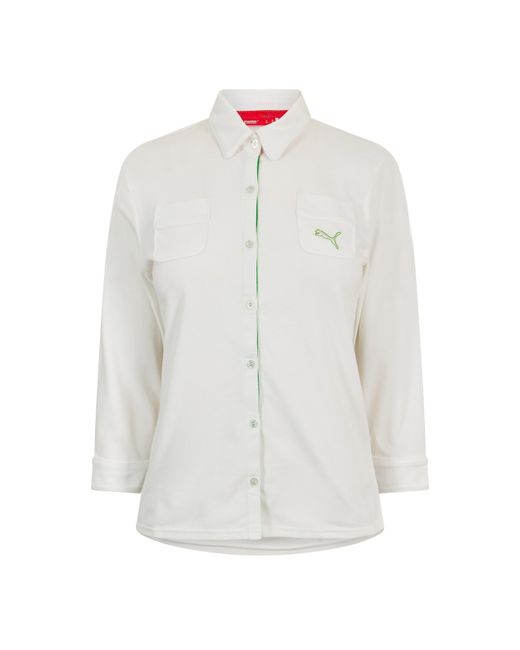 PUMA White Three Quartersleeve Shirt