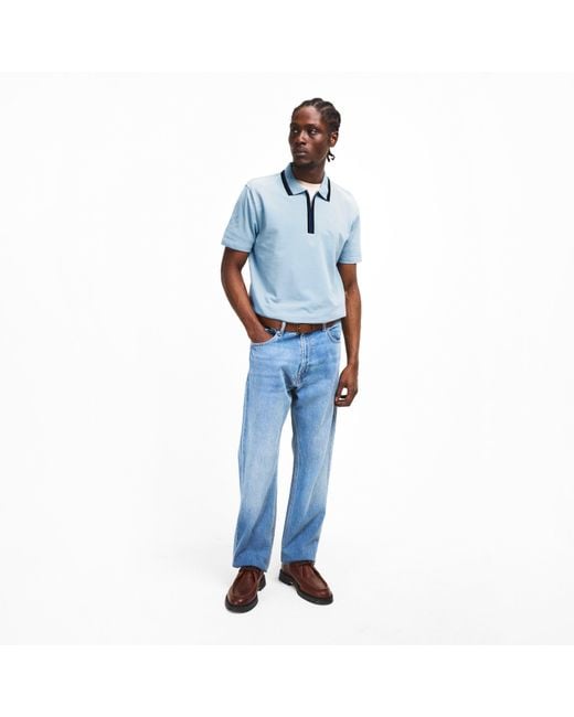 Paul Smith Blue Zipped Short Sleeve Polo Shirt for men