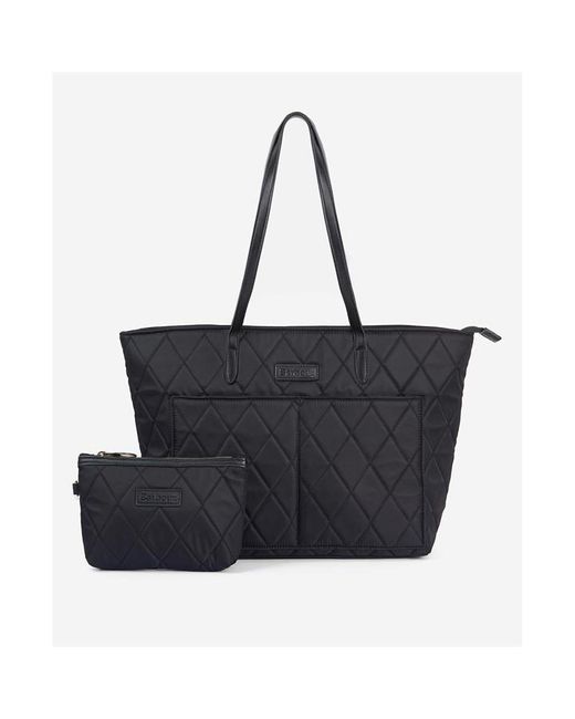 Barbour Black Quilted Tote Bag