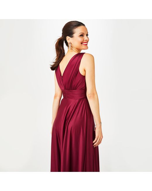 Biba Red Bridesmaid Deep V Maxi Dress