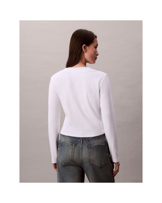 Calvin Klein Purple Long-Sleeve Crop Top