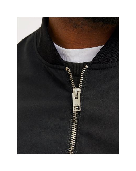Jack & Jones Black Rush Plus Size Long Sleeve Bomber Jacket for men