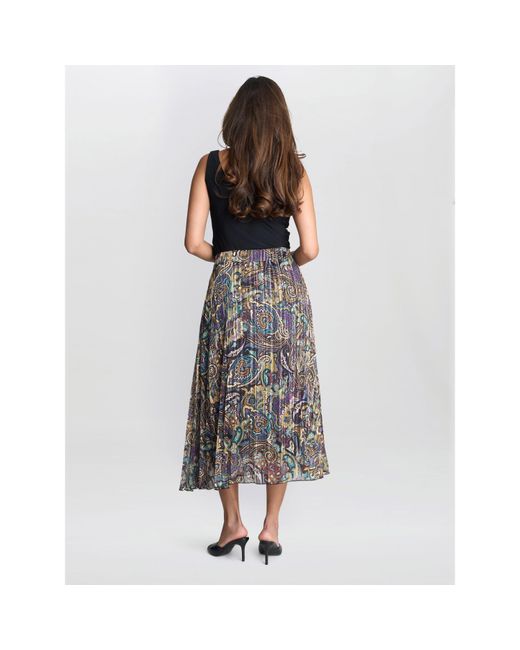 Gina Bacconi Gray Jacquard Pleated Skirt