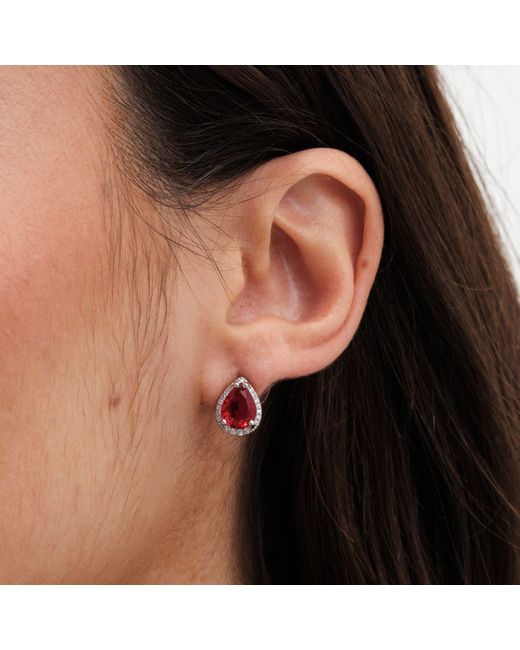 Jon Richard Red Rhodium Plated Peardrop Stud Earrings