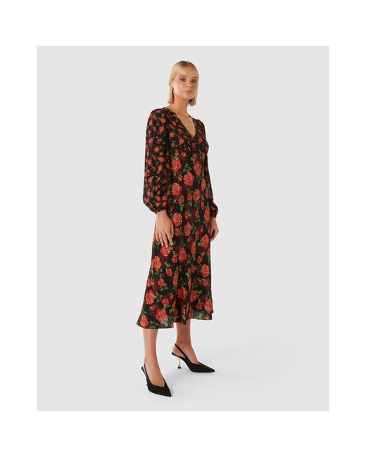 Forever New Red Carlina Mixed Print Midi Dress
