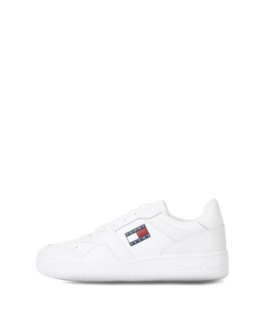 Tommy Hilfiger White Retro Leather Basket Trainers for men