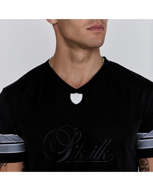 Siksilk Black Slim Fit Sports T-Shirt for men
