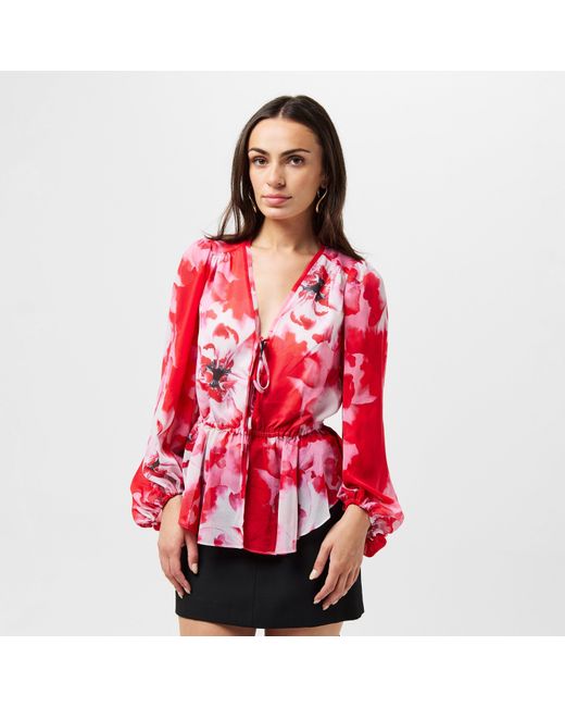 Ted Baker Red Aleria Floral Top
