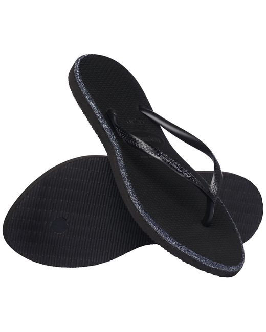 Havaianas Black Slim Point Glitter Flip Flops