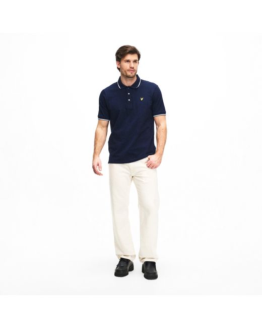 Lyle & Scott Blue Tipped Short Sleeve Polo Shirt for men