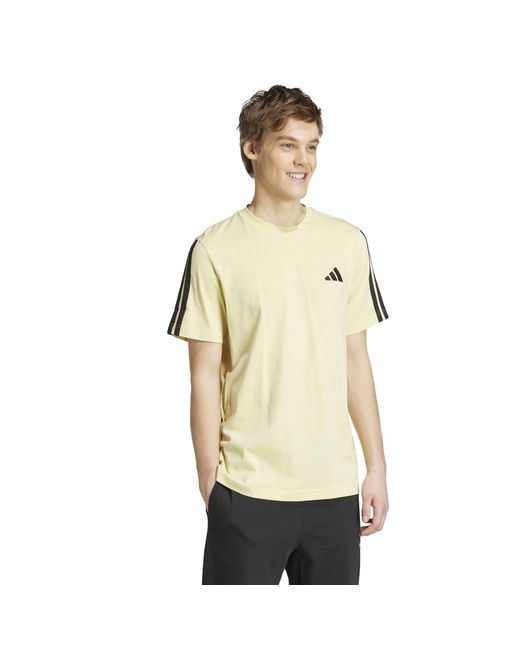 Adidas Yellow Essentials 3-Stripes T-Shirt for men