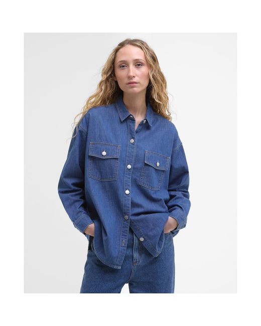 Barbour Blue Woodrow Long Sleeve Tailored Fit Denim Shirt