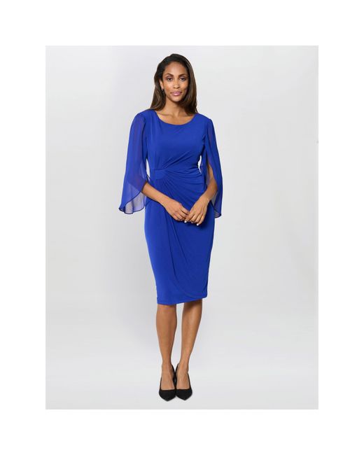 Gina Bacconi Blue Ryder Jersey And Chiffon Wrap Dress