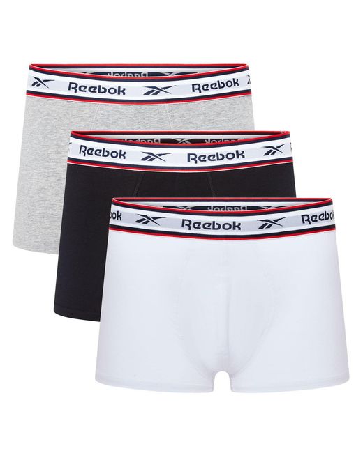 Reebok White 3 Pack Boxer Shorts Barlow for men