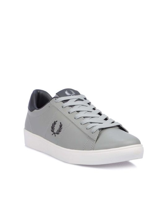 Fred Perry Gray Spencer Leather Trainers Size 6 for men