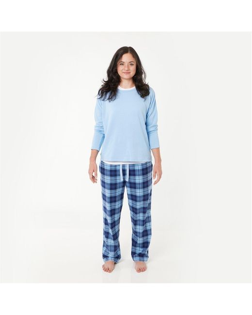 Lounge Blue Ladies Organic Brushed Cotton Lounge Trousers