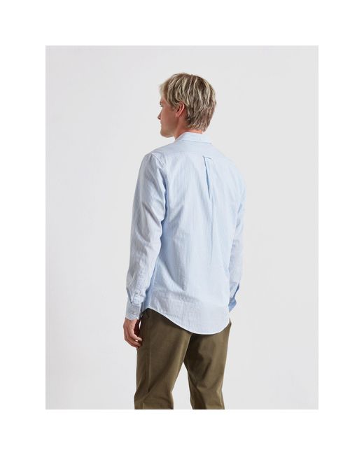 Farah Blue Long Sleeve Patterned Shirt for men