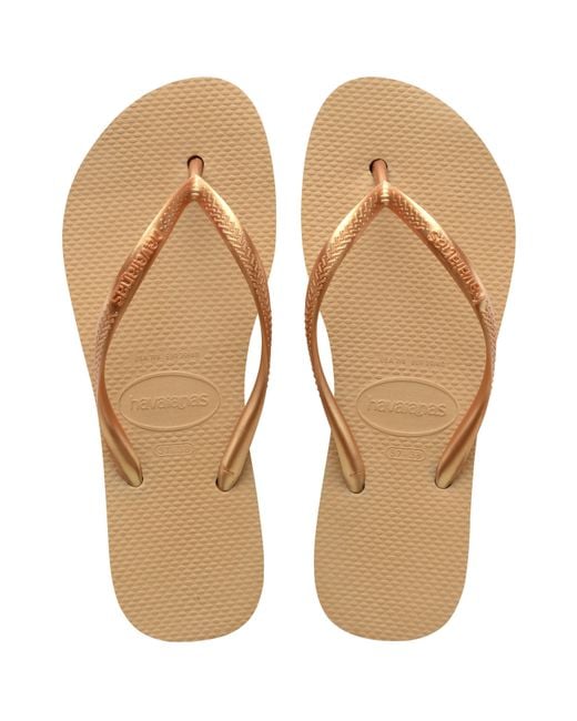 Havaianas Brown Slim Flatform Golden Flip Flops