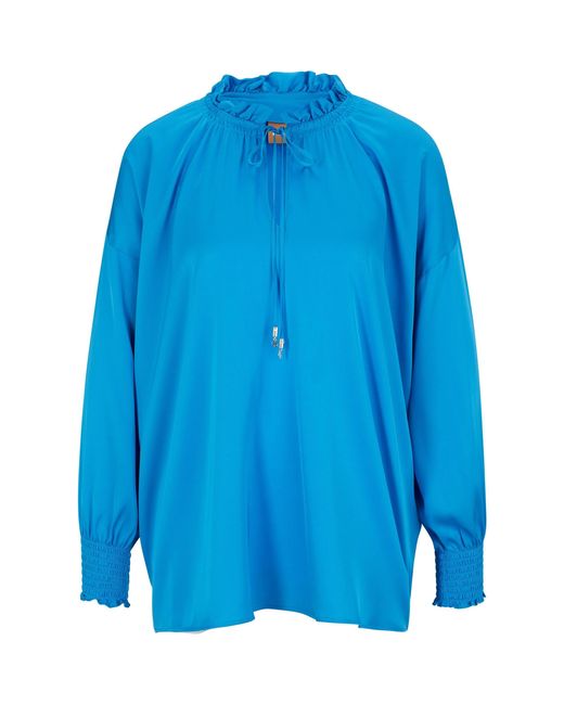 Boss Blue Baratina Blouse, Drawstring Neckline