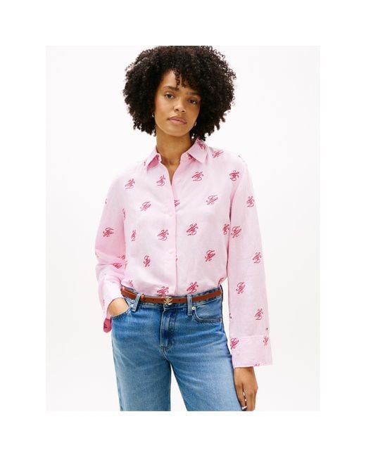 Tommy Hilfiger Pink Long Sleeve Plain Shirt