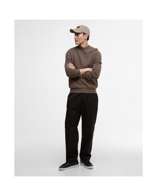 Barbour Brown Crawley Crew Neck Jumper for men
