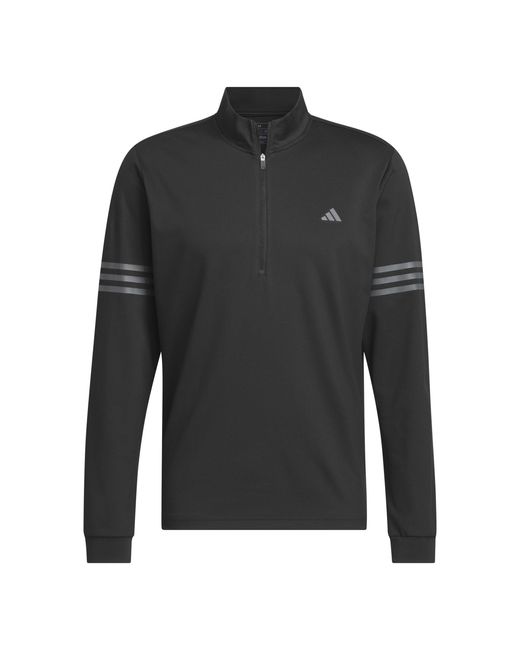 Adidas Black 3 Stripe Zip Top for men