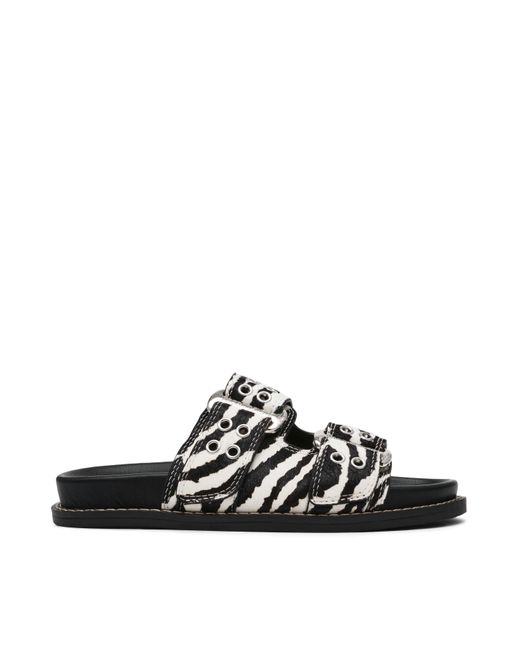 Steve Madden Black Agent Zebra Print Flat Sandals
