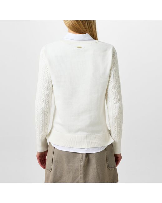Barbour White Hampton V-Neck Knit