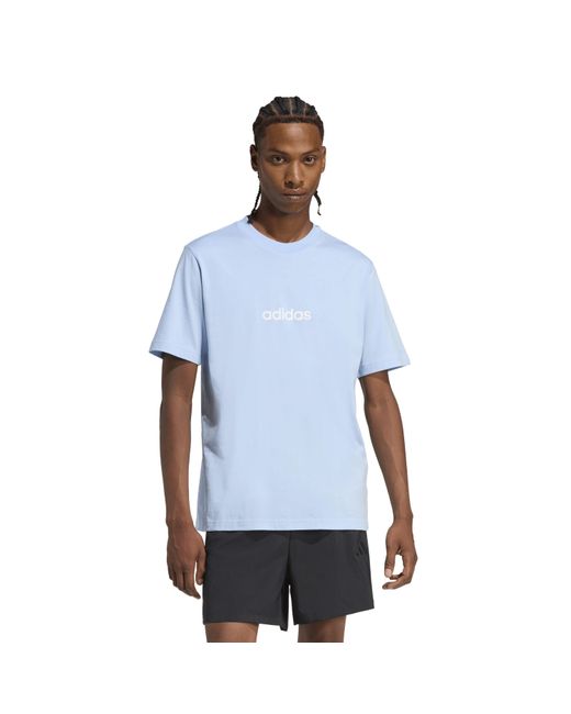 Adidas Blue Essentials Single Jersey Logo T-Shirt for men