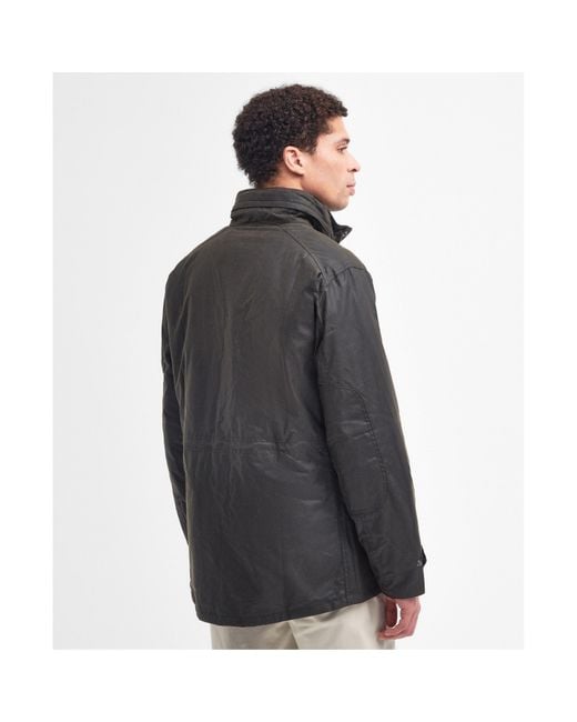 Barbour Black Sapper Cotton Concealed Hood Wax Jacket for men