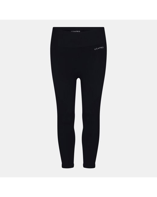 Usa Pro Black Seamless Capri Cropped Leggings