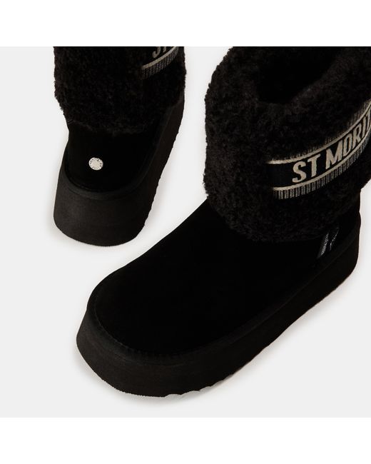 Steve Madden Black St. Moritz Snug Metallic Boots