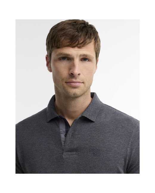 Barbour Blue Essentials Long Sleeve Polo Shirt for men