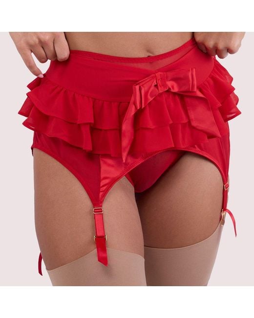 Playful Promises Red Annette Satin Skirted Suspender Belt