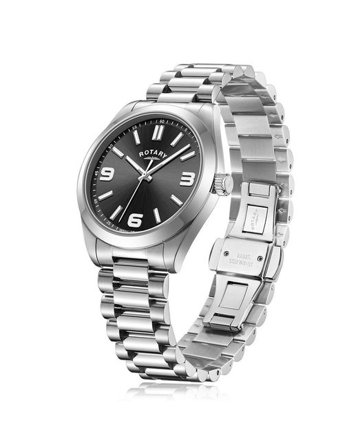Rotary Metallic Precision Quartz Analogue Watch for men