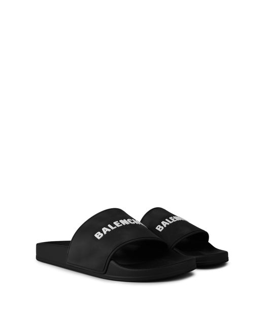 Balenciaga Black Logo Sliders for men
