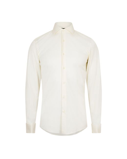 Boss White H Hank Spread Long Sleeve Oxford Shirt for men