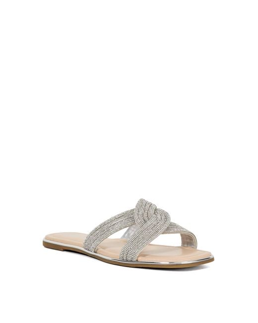 Dune White Lavenham Flat Sandal