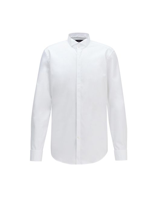 Boss White Jillik Long Sleeve Plain Shirt for men