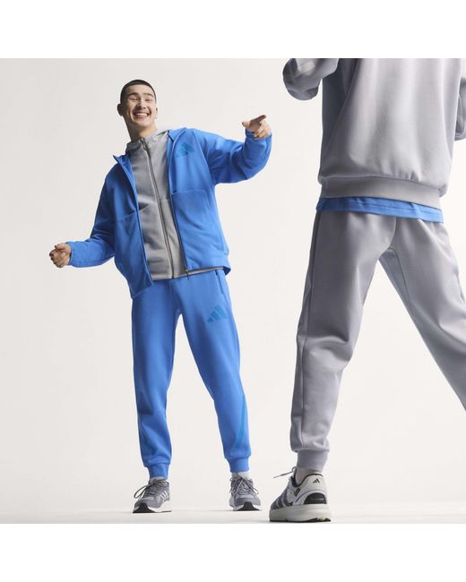 Adidas Blue Z.N.E. Tapered-Fit Tracksuit Bottoms for men