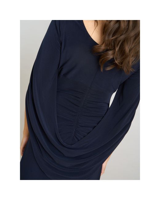 Gina Bacconi Blue Jenna Draped Back Shoulder Maxi Dress