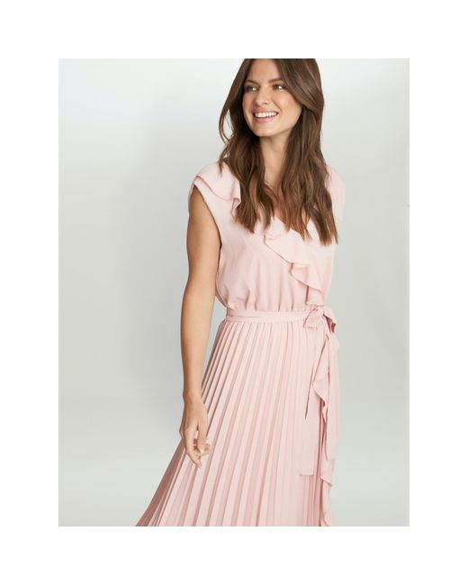 Gina Bacconi Pink Caprice Maxi Dress With Frill Detail