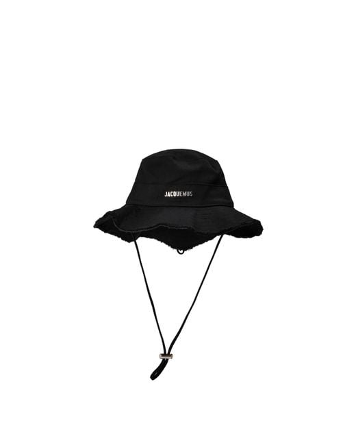 Jacquemus Black Jacquard Le Bob Strap Bucket Hat for men