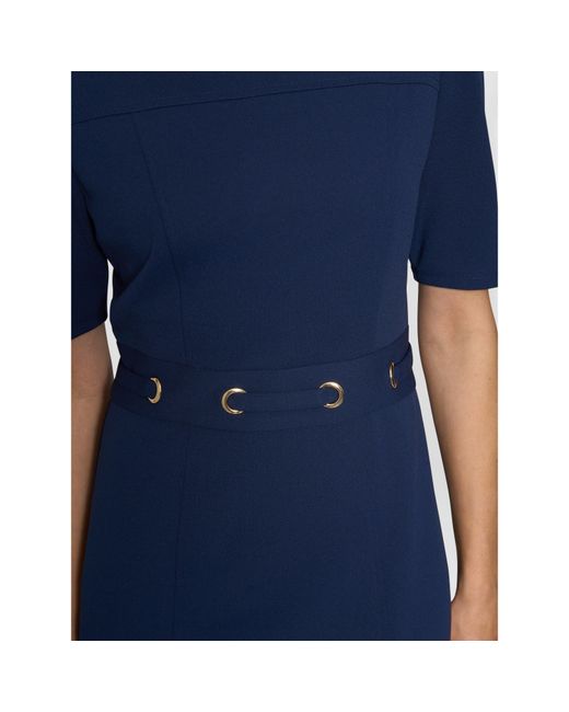 Gina Bacconi Blue Everley Tailored Belted Dress